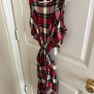 Red and Black Plaid Sleeveless Dress